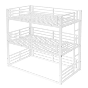 English Elm Twin Metal Triple Bunk Bed With Safety Guardrails, Heavy-Duty Space-Saving Design For Kids & Dorms W1580S00164-GIGA