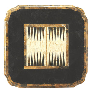 Butler Specialty Carlyle Square Game Table With Fossil Stone Top And Reversible Chess/Backgammon Board, Stylish Design Multi,Color Resin,Fossil Stone Veneer 506070-butler