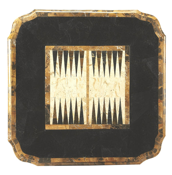 Butler Specialty Carlyle Square Game Table With Fossil Stone Top And Reversible Chess/Backgammon Board, Stylish Design Multi,Color Resin,Fossil Stone Veneer 506070-butler