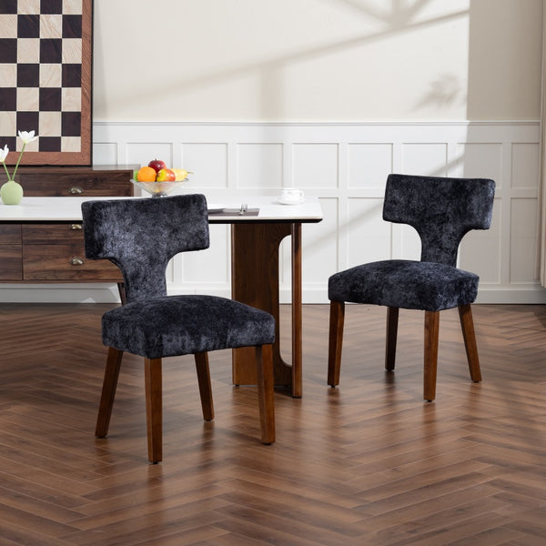 English Elm Mid Mid Century Modern Dining Chairs Set of 2 Upholstered Linen Accent Chairs with Solid Wood Frame, Ergonomic Support and Nailhead Trim Gray W794P335665
