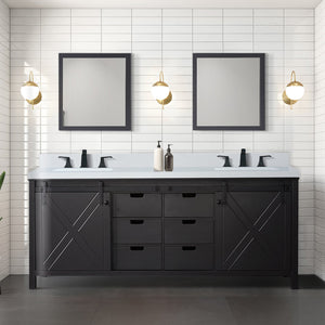 English Elm Brown Double Bath Vanity With Two Mirrors - Elegant 80" Wide Design, Ample Storage & Easy Install B2731S00573