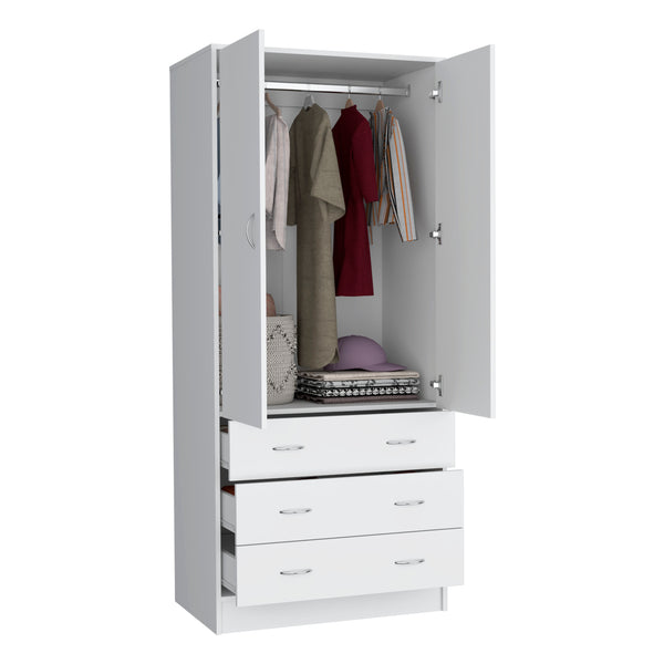 English Elm Taly Double Door Armoire - Spacious 70.9"H x 30.9"W x 19"D Laminated Particleboard Closet with Drawers White 35.4 L x 23.6 W x 6.3 H B070S00235