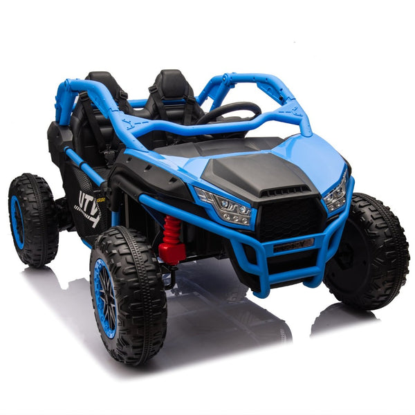 English Elm 24v Two Seater Kids Utv with Parental Remote Dual Motors Four Wheel Suspension Led Blue W1578P198432