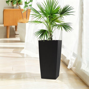 English Elm 30 Inch Tall Faux Rattan Planter Self Watering Outdoor Indoor Patio Garden Pot Black W3213P325511