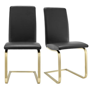 EuroStyle Cinzia Leatherette Dining Side Chairs with Brushed Gold Steel Base Set of 2 05090BLKMBG