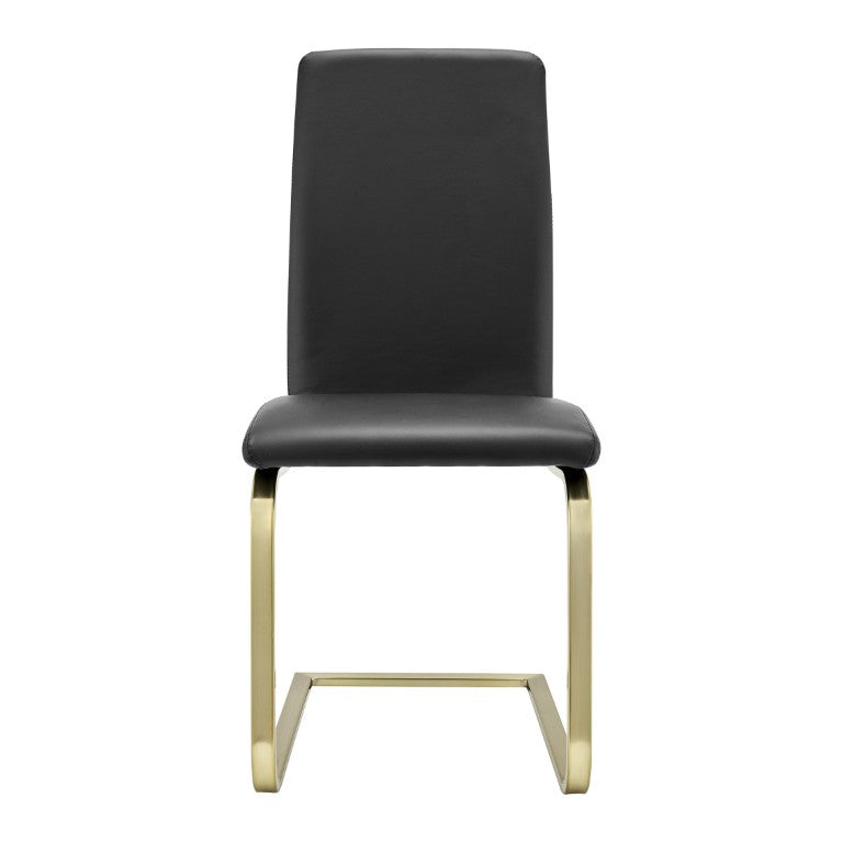 EuroStyle Cinzia Leatherette Dining Side Chairs with Brushed Gold Steel Base Set of 2 05090BLKMBG
