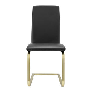 EuroStyle Cinzia Leatherette Dining Side Chairs with Brushed Gold Steel Base Set of 2 05090BLKMBG