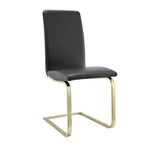 EuroStyle Cinzia Leatherette Dining Side Chairs with Brushed Gold Steel Base Set of 2 05090BLKMBG