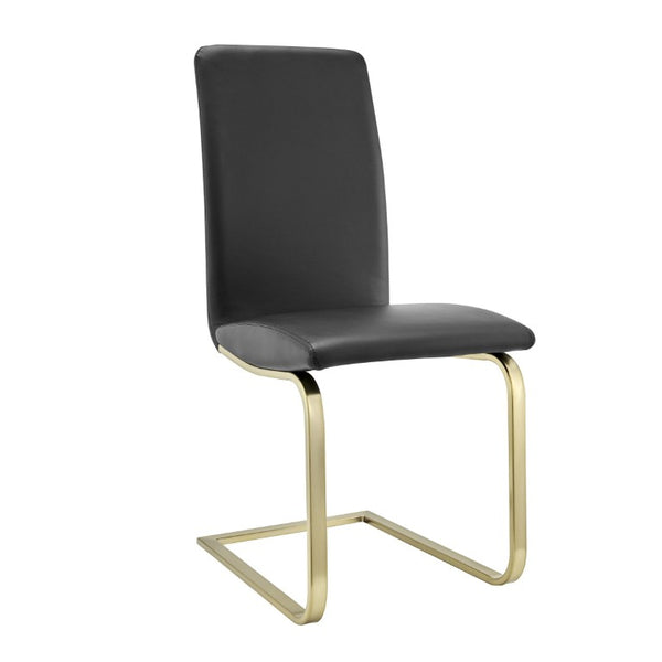 EuroStyle Cinzia Leatherette Dining Side Chairs with Brushed Gold Steel Base Set of 2 05090BLKMBG