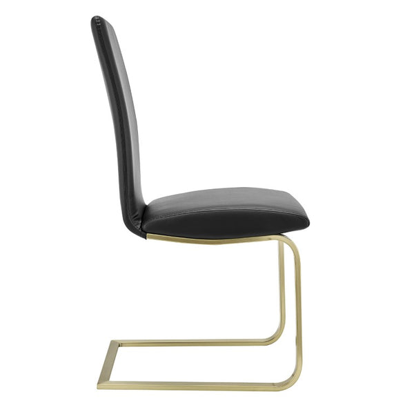 EuroStyle Cinzia Leatherette Dining Side Chairs with Brushed Gold Steel Base Set of 2 05090BLKMBG