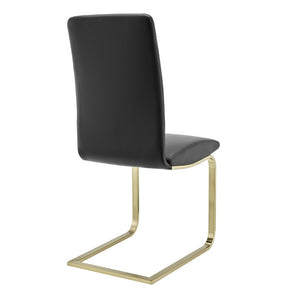 EuroStyle Cinzia Leatherette Dining Side Chairs with Brushed Gold Steel Base Set of 2 05090BLKMBG
