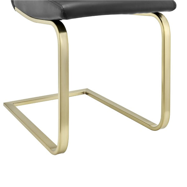 EuroStyle Cinzia Leatherette Dining Side Chairs with Brushed Gold Steel Base Set of 2 05090BLKMBG