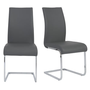Eurostyle Epifania Stylish Dining Chair Set Of 2 In Gray - Comfortable Leatherette With Elegant Chrome Legs Gray,Chrome Leatherette Over Foam 05093gry-mp2
