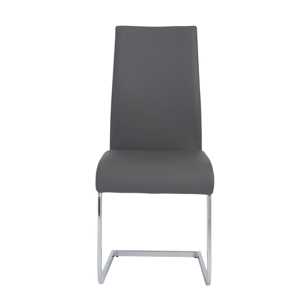 Eurostyle Epifania Stylish Dining Chair Set Of 2 In Gray - Comfortable Leatherette With Elegant Chrome Legs Gray,Chrome Leatherette Over Foam 05093gry-mp2