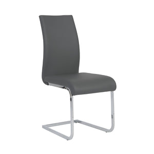 Eurostyle Epifania Stylish Dining Chair Set Of 2 In Gray - Comfortable Leatherette With Elegant Chrome Legs Gray,Chrome Leatherette Over Foam 05093gry-mp2