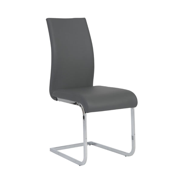 Eurostyle Epifania Stylish Dining Chair Set Of 2 In Gray - Comfortable Leatherette With Elegant Chrome Legs Gray,Chrome Leatherette Over Foam 05093gry-mp2