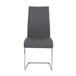 EuroStyle Epifania Set of 4 Leatherette Dining Chairs with Sleek Cantilever Chrome Steel Base Gray/Chrome 05093GRY