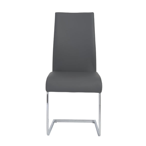 EuroStyle Epifania Set of 4 Leatherette Dining Chairs with Sleek Cantilever Chrome Steel Base Gray/Chrome 05093GRY