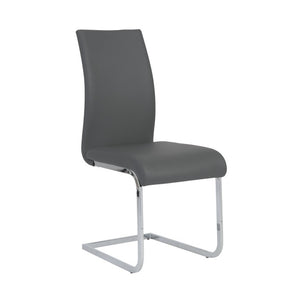 EuroStyle Epifania Set of 4 Leatherette Dining Chairs with Sleek Cantilever Chrome Steel Base Gray/Chrome 05093GRY
