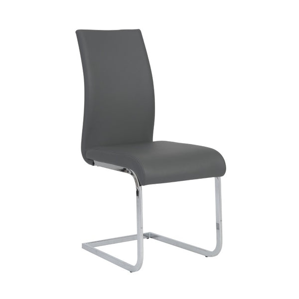 EuroStyle Epifania Set of 4 Leatherette Dining Chairs with Sleek Cantilever Chrome Steel Base Gray/Chrome 05093GRY