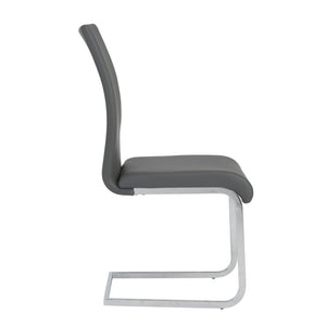 EuroStyle Epifania Set of 4 Leatherette Dining Chairs with Sleek Cantilever Chrome Steel Base Gray/Chrome 05093GRY