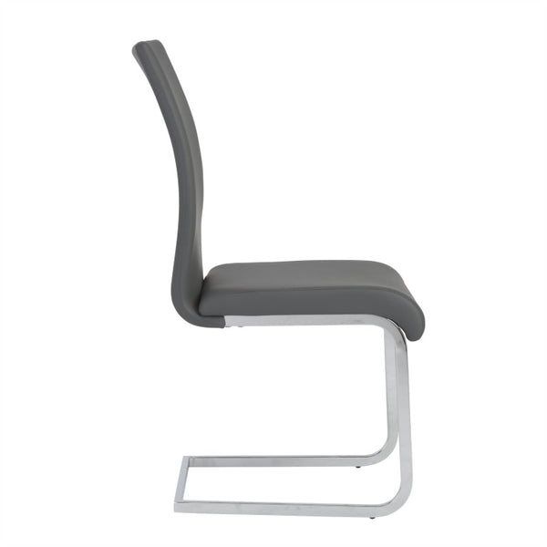 EuroStyle Epifania Set of 4 Leatherette Dining Chairs with Sleek Cantilever Chrome Steel Base Gray/Chrome 05093GRY