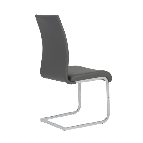 EuroStyle Epifania Set of 4 Leatherette Dining Chairs with Sleek Cantilever Chrome Steel Base Gray/Chrome 05093GRY