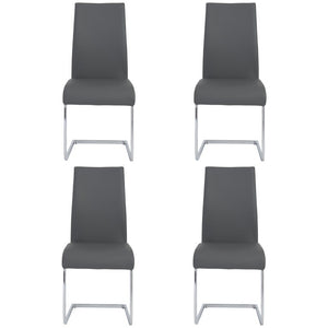 EuroStyle Epifania Set of 4 Leatherette Dining Chairs with Sleek Cantilever Chrome Steel Base Gray/Chrome 05093GRY