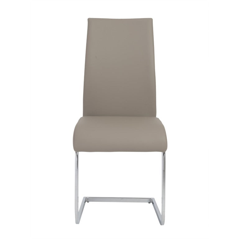 EuroStyle Epifania Set of 4 Leatherette Dining Chairs with Sleek Cantilever Chrome Steel Base Taupe/Chrome 05093TPE