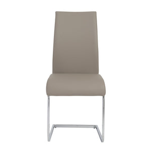 EuroStyle Epifania Set of 4 Leatherette Dining Chairs with Sleek Cantilever Chrome Steel Base Taupe/Chrome 05093TPE