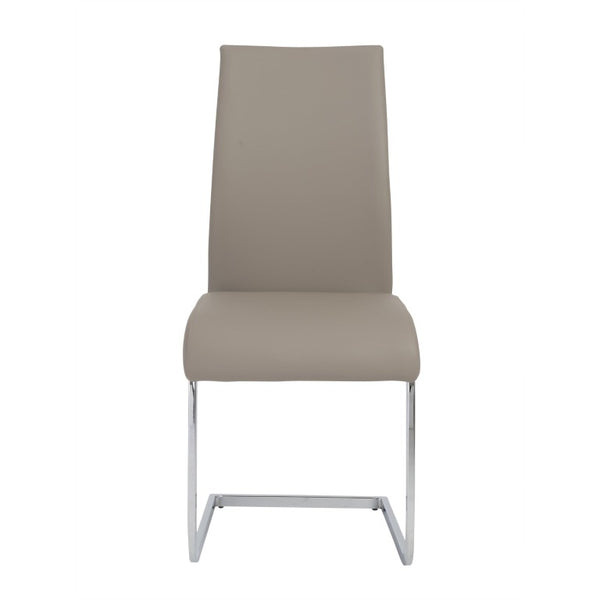 EuroStyle Epifania Set of 4 Leatherette Dining Chairs with Sleek Cantilever Chrome Steel Base Taupe/Chrome 05093TPE