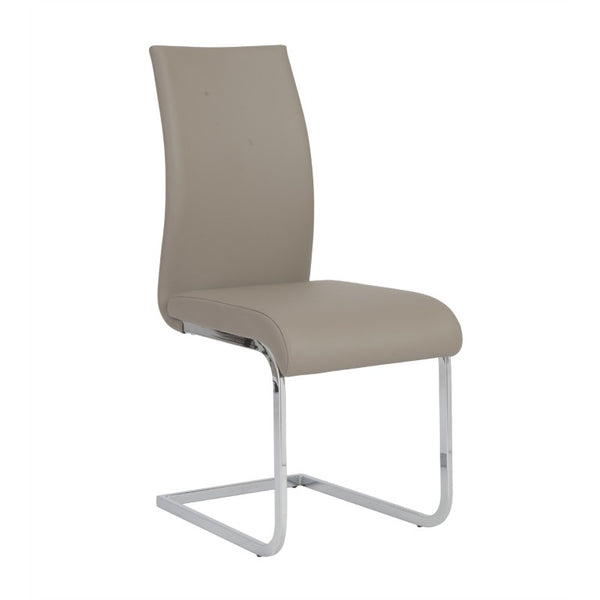 EuroStyle Epifania Set of 4 Leatherette Dining Chairs with Sleek Cantilever Chrome Steel Base Taupe/Chrome 05093TPE