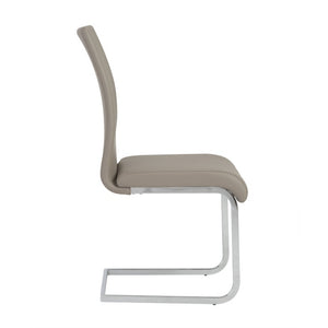 EuroStyle Epifania Set of 4 Leatherette Dining Chairs with Sleek Cantilever Chrome Steel Base Taupe/Chrome 05093TPE