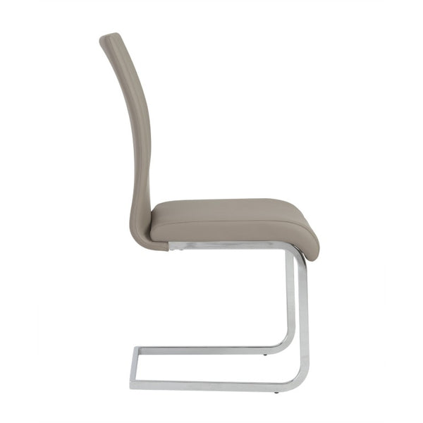 EuroStyle Epifania Set of 4 Leatherette Dining Chairs with Sleek Cantilever Chrome Steel Base Taupe/Chrome 05093TPE