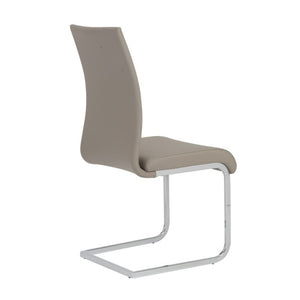 EuroStyle Epifania Set of 4 Leatherette Dining Chairs with Sleek Cantilever Chrome Steel Base Taupe/Chrome 05093TPE