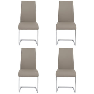 EuroStyle Epifania Set of 4 Leatherette Dining Chairs with Sleek Cantilever Chrome Steel Base Taupe/Chrome 05093TPE