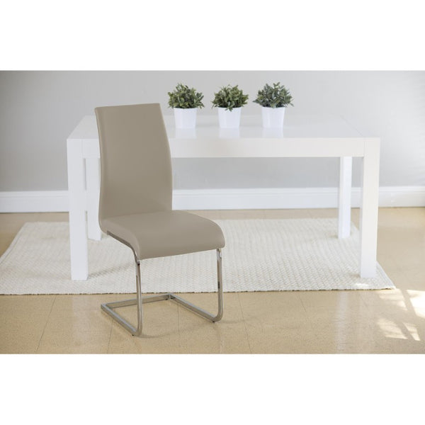 EuroStyle Epifania Set of 4 Leatherette Dining Chairs with Sleek Cantilever Chrome Steel Base Taupe/Chrome 05093TPE