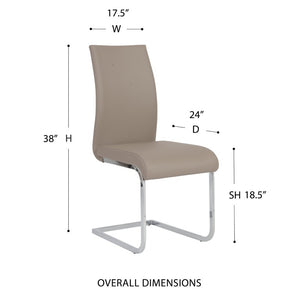 EuroStyle Epifania Set of 4 Leatherette Dining Chairs with Sleek Cantilever Chrome Steel Base Taupe/Chrome 05093TPE