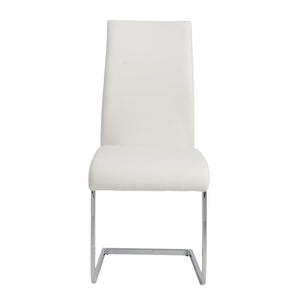 EuroStyle Epifania Set of 4 Leatherette Dining Chairs with Sleek Cantilever Chrome Steel Base White/Chrome 05093WHT