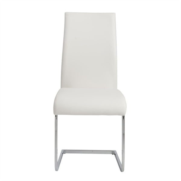 EuroStyle Epifania Set of 4 Leatherette Dining Chairs with Sleek Cantilever Chrome Steel Base White/Chrome 05093WHT