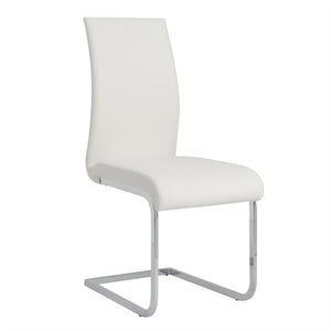 EuroStyle Epifania Set of 4 Leatherette Dining Chairs with Sleek Cantilever Chrome Steel Base White/Chrome 05093WHT