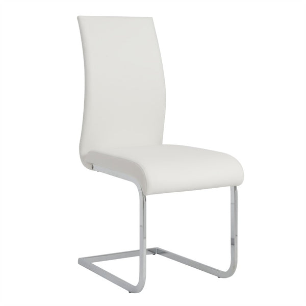 EuroStyle Epifania Set of 4 Leatherette Dining Chairs with Sleek Cantilever Chrome Steel Base White/Chrome 05093WHT