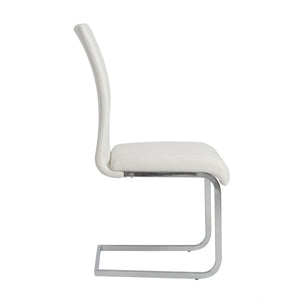 EuroStyle Epifania Set of 4 Leatherette Dining Chairs with Sleek Cantilever Chrome Steel Base White/Chrome 05093WHT
