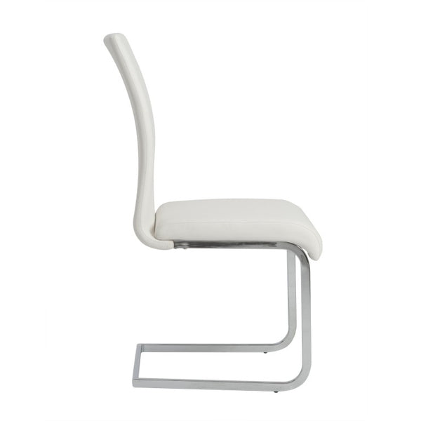 EuroStyle Epifania Set of 4 Leatherette Dining Chairs with Sleek Cantilever Chrome Steel Base White/Chrome 05093WHT