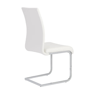 EuroStyle Epifania Set of 4 Leatherette Dining Chairs with Sleek Cantilever Chrome Steel Base White/Chrome 05093WHT