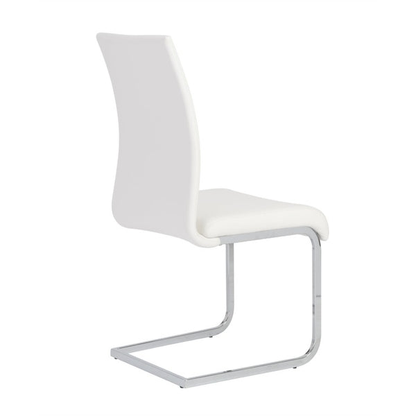 EuroStyle Epifania Set of 4 Leatherette Dining Chairs with Sleek Cantilever Chrome Steel Base White/Chrome 05093WHT