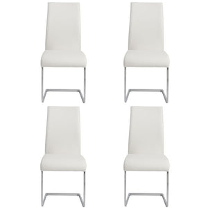 EuroStyle Epifania Set of 4 Leatherette Dining Chairs with Sleek Cantilever Chrome Steel Base White/Chrome 05093WHT