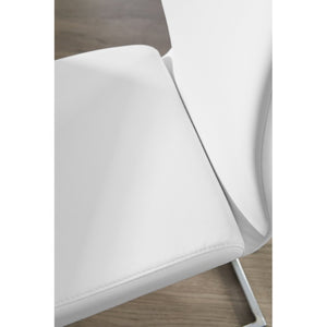 EuroStyle Epifania Set of 4 Leatherette Dining Chairs with Sleek Cantilever Chrome Steel Base White/Chrome 05093WHT