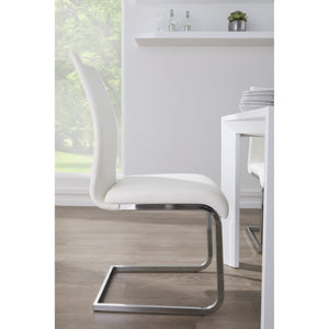 EuroStyle Epifania Set of 4 Leatherette Dining Chairs with Sleek Cantilever Chrome Steel Base White/Chrome 05093WHT
