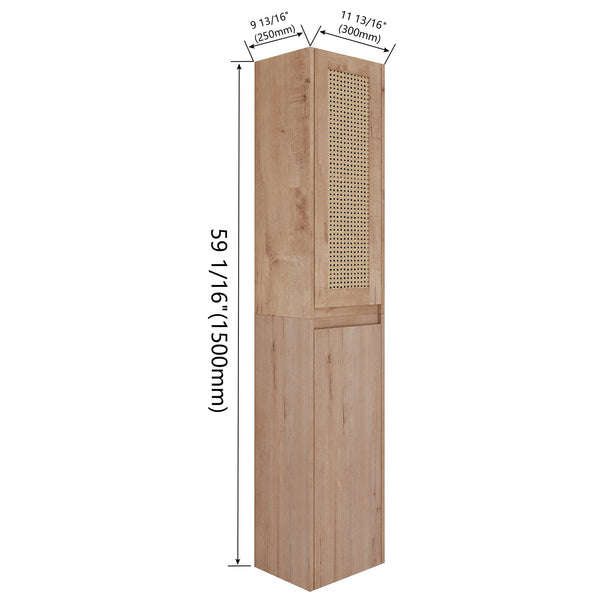 English Elm 12" Bathroom Side Cabinet - Modern Wall-Mounted Design With Soft-Close Doors & Space-Saving Style W999S00340